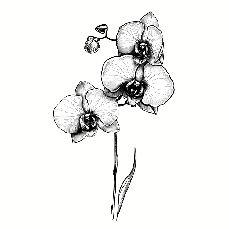 Orchid Day,Orchid,Black And White