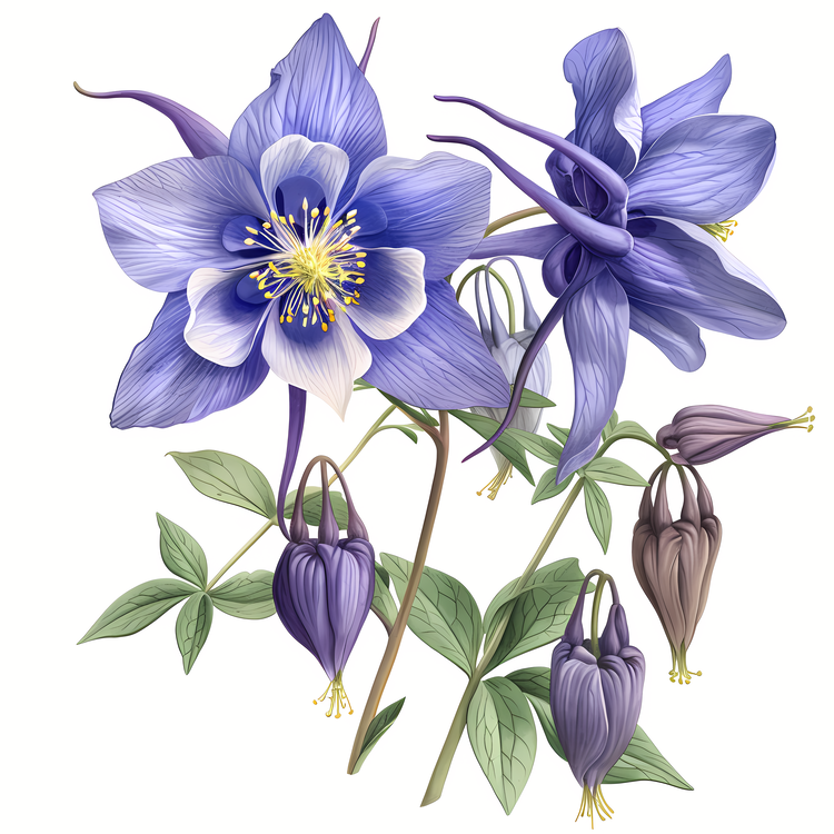 Columbine Flower,Blue Flower,Violet