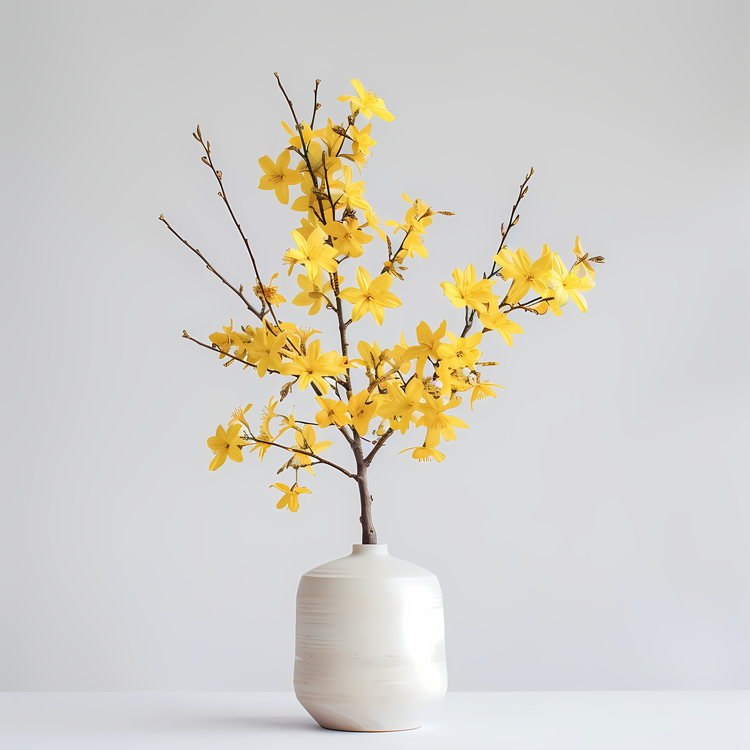 Forsythia Flower,Yellow Flowers,Vase