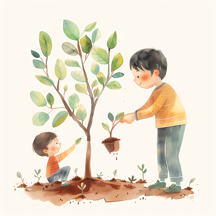 Arbor Day,Watercolor,Botanical Illustration