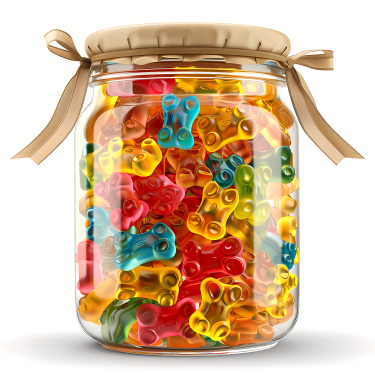 Gummi Bear,Jelly Beans,Transparent Glass Jar
