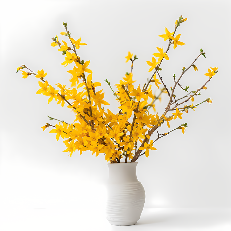 Forsythia Flower,Yellow,Vase
