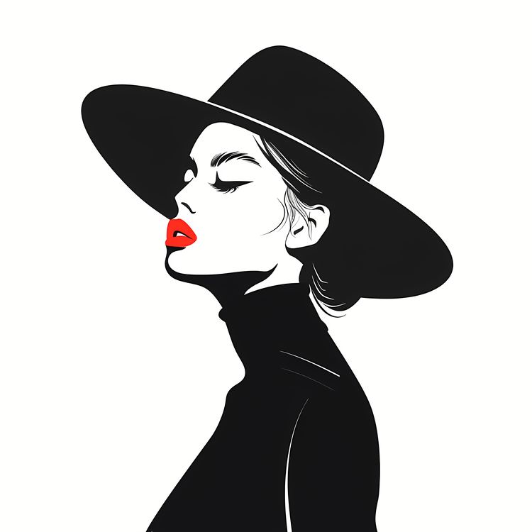 Fashion Retro,Silhouette,Black Hat