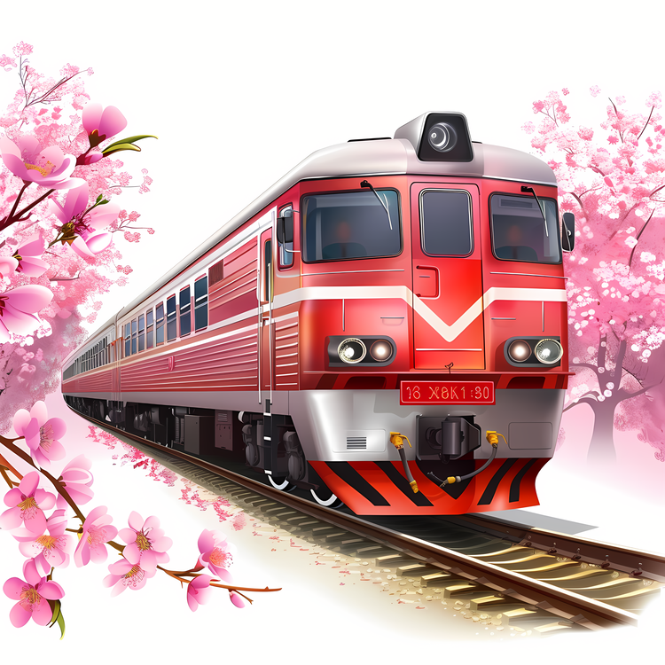 Spring,Train,Sakura Blossoms