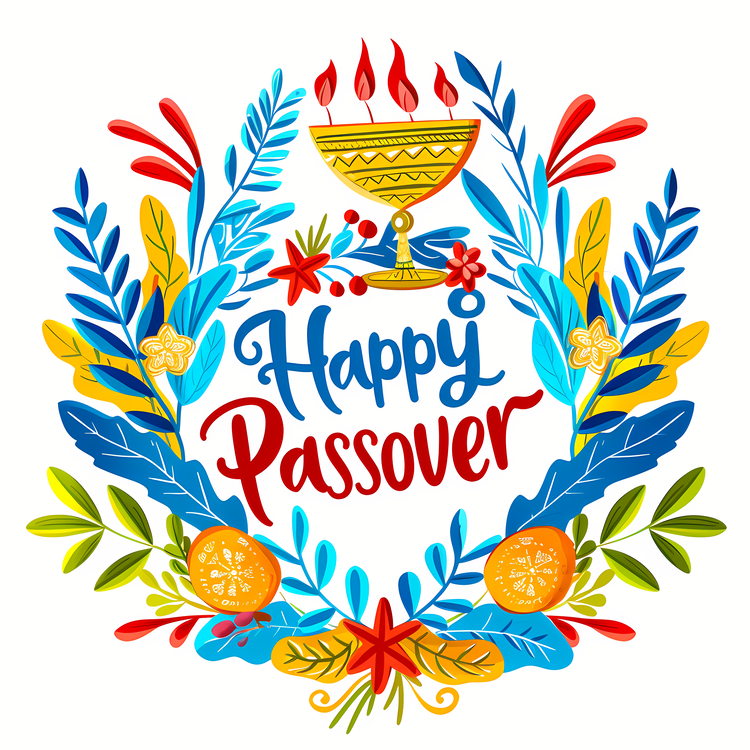 Happy Passover,Floral Wreath,Lulav And Etrog
