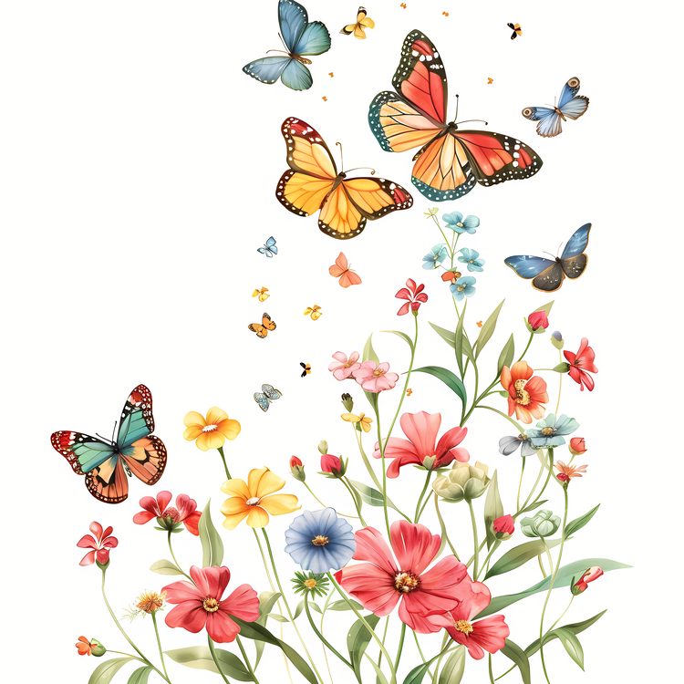 Butterflies,Flowers,Field