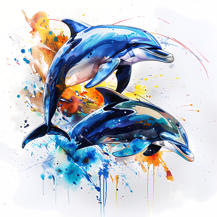 Dolphin Day,Dolphins,Watercolor