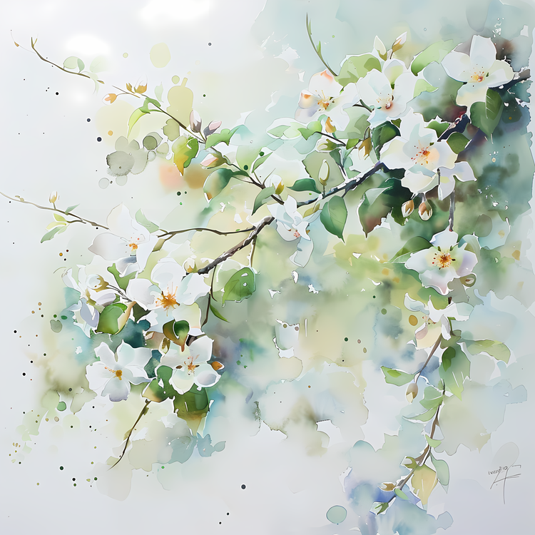 Spring,Watercolor,Blossoms
