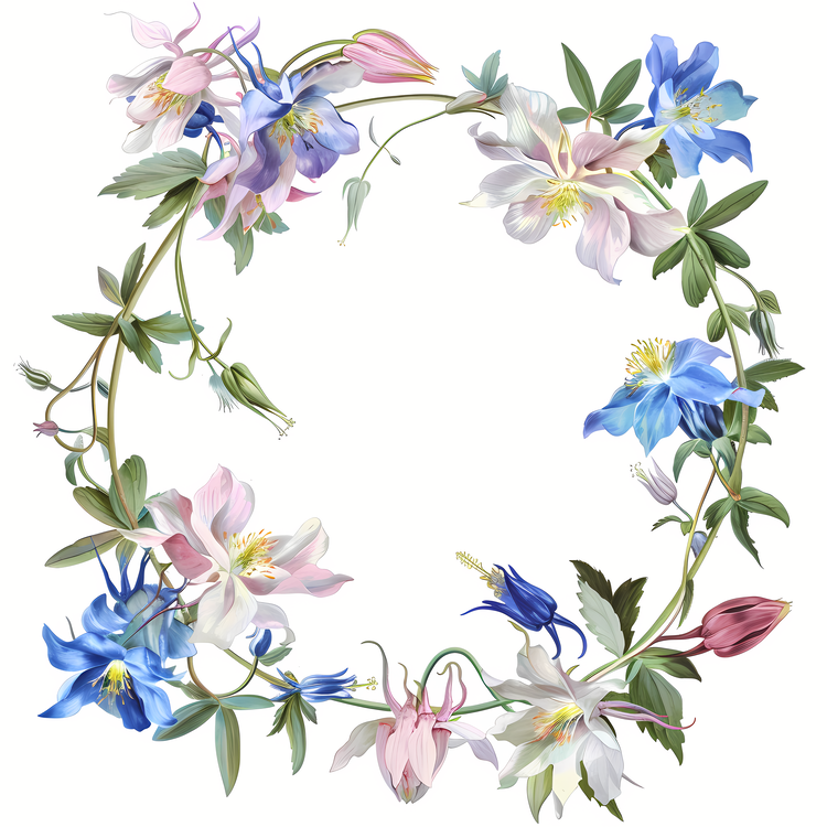 Columbine Flower,Flower Wreath,Bluebell Flower Wreath