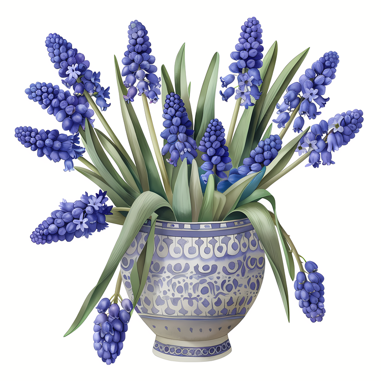 Grape Hyacinth,Blue Flowers,Vase