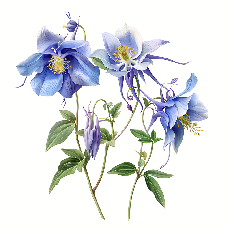 Columbine Flower,Blue Flowers,Calceolaria