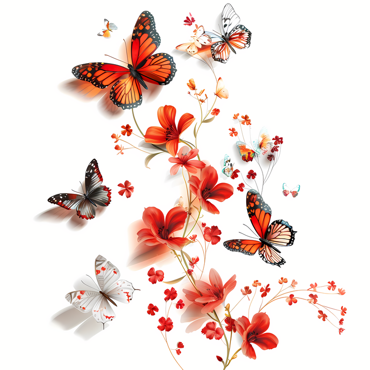 Butterflies,Flowers,Red