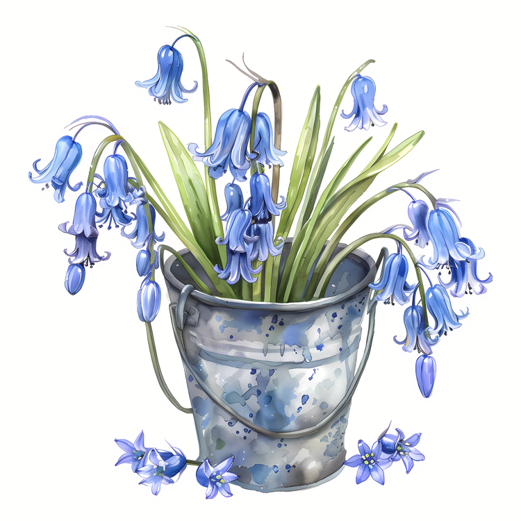 Bluebell Flower,Blue Flowers,Watercolor Illustration