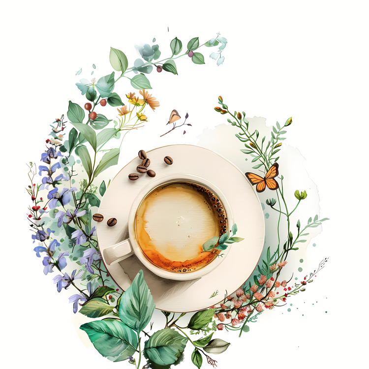 Spring,Coffee,Watercolor