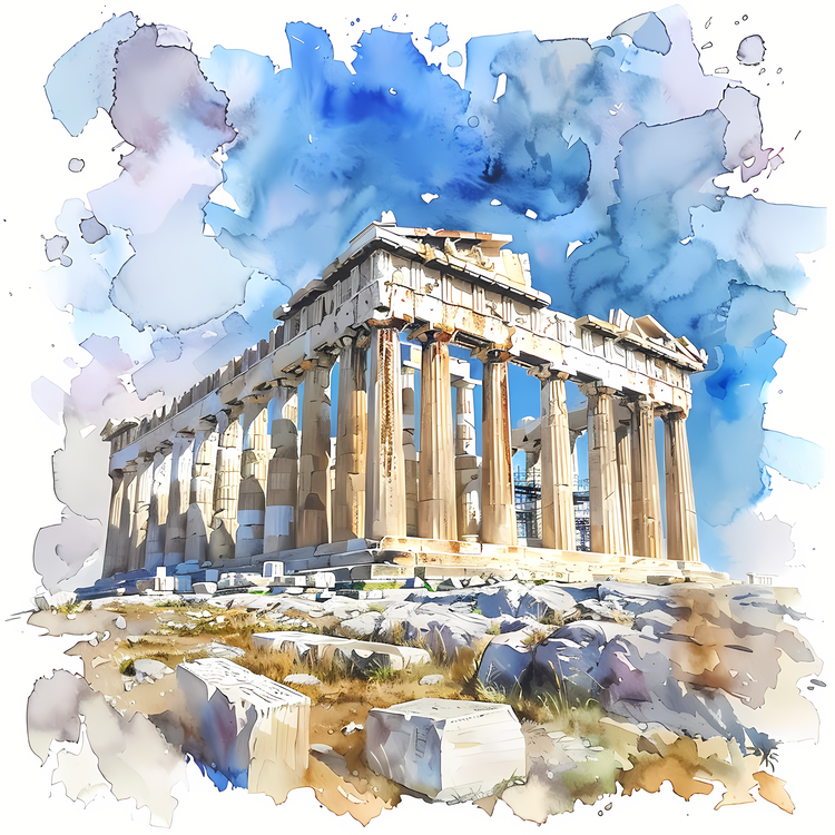 Acropolis,Watercolor,Watercolor Painting