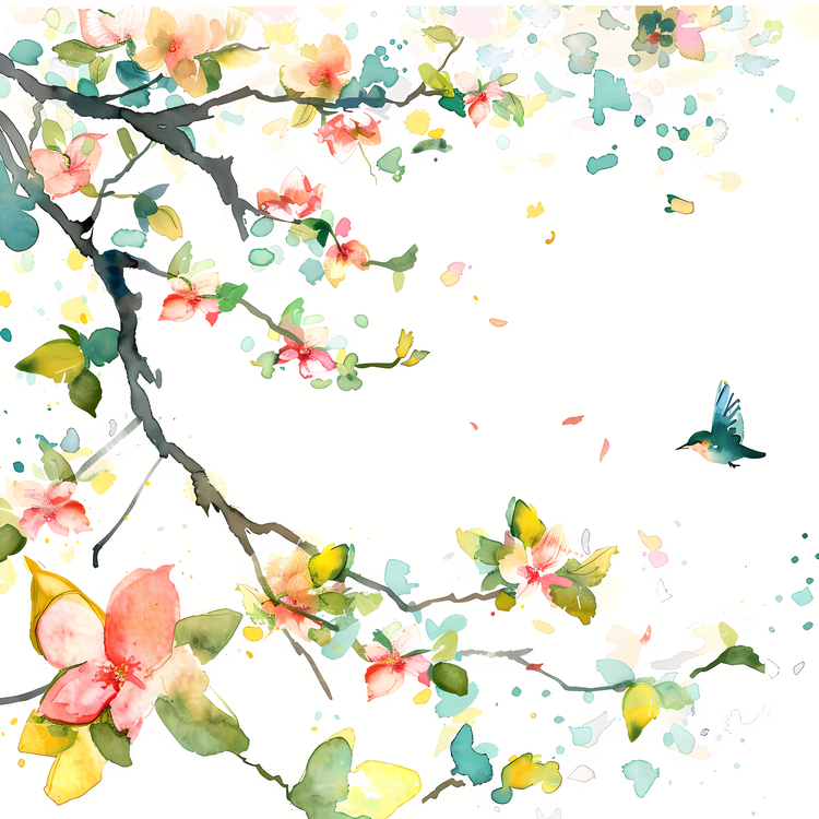 Spring,Watercolor,Branches