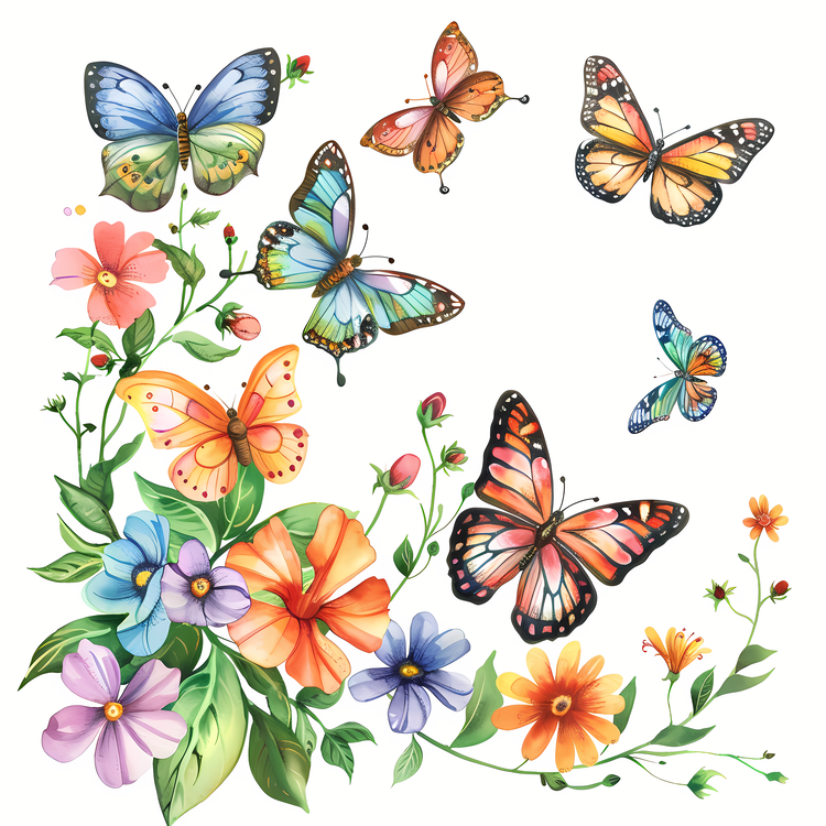 Butterflies,Flowers,Garden