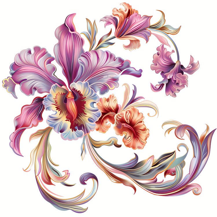 Orchid Day,Floral,Art Deco
