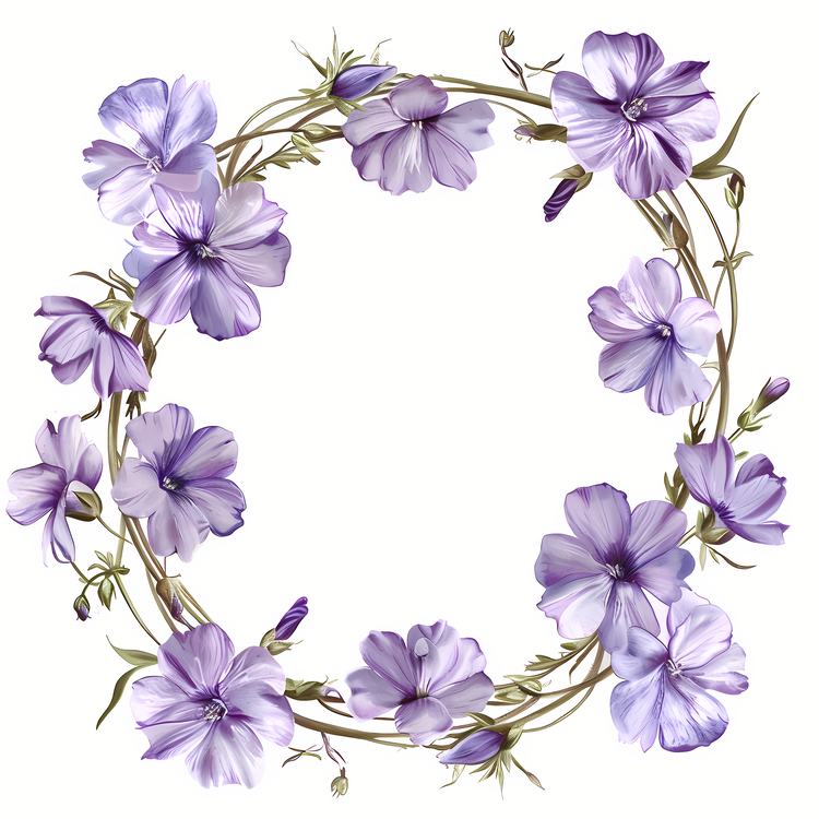 Creeping Phlox,Purple Flowers,Flower Wreath