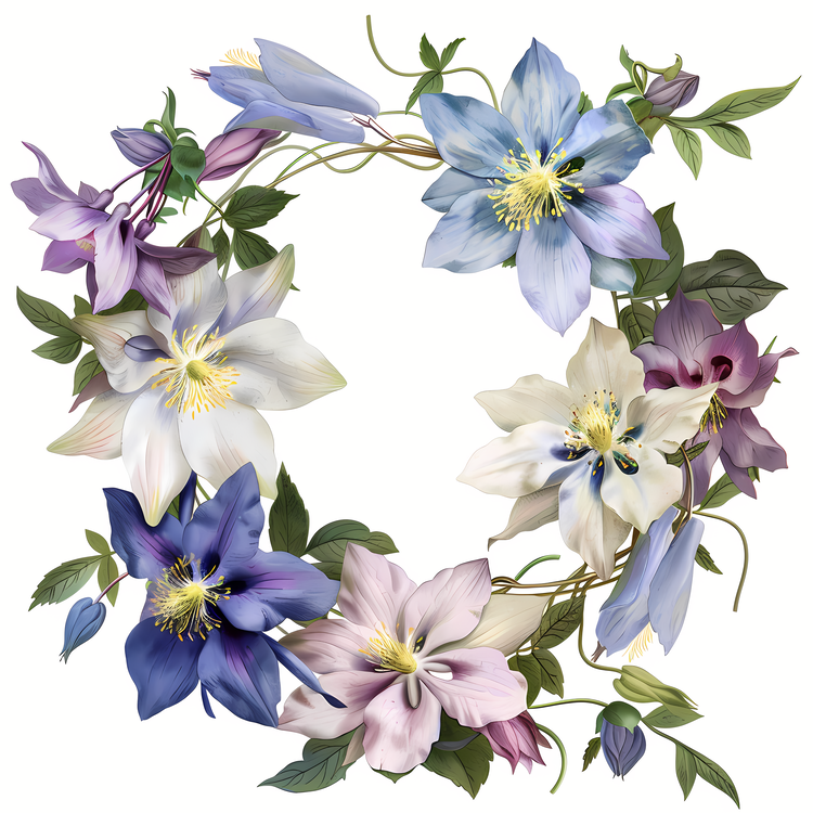 Columbine Flower,Blue,White