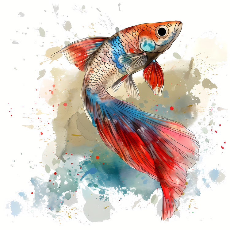 Guppy,Watercolor,Fish