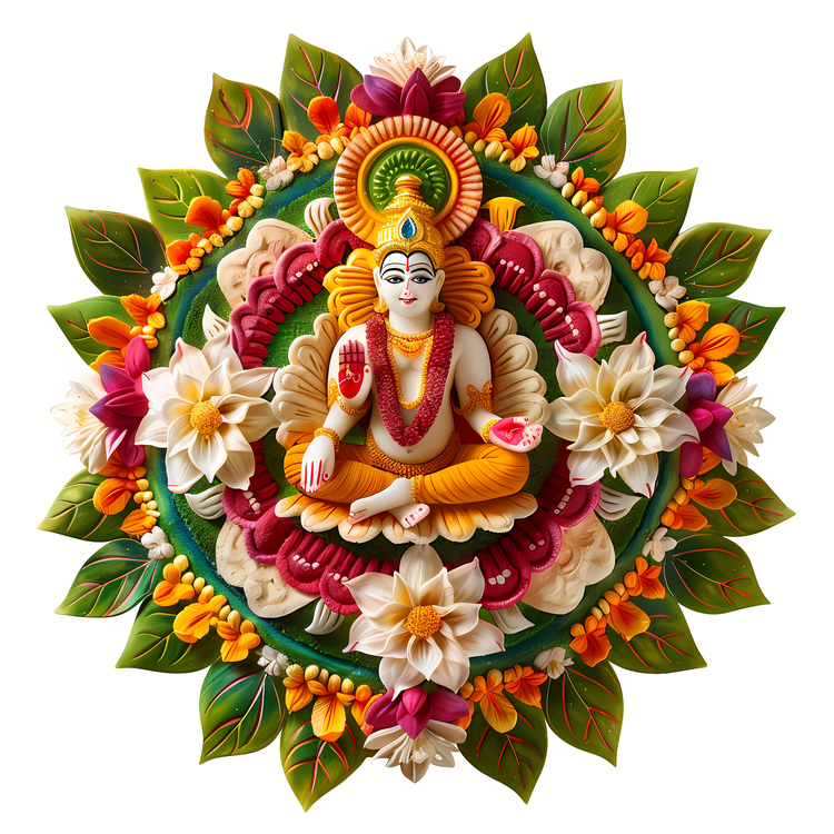 Vishu,Hindu Statue,Person On Lotus Flower
