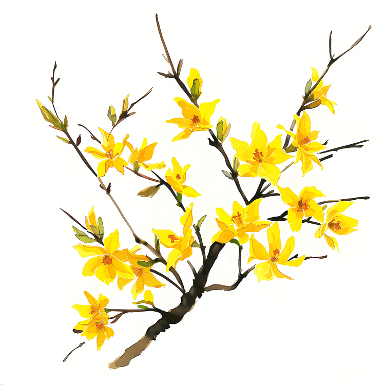Forsythia Flower,Spring,Blossoming Tree