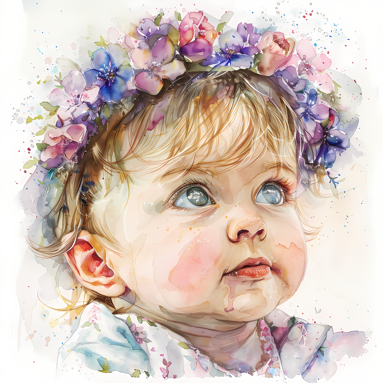 Baby Girl,Portrait,Watercolor