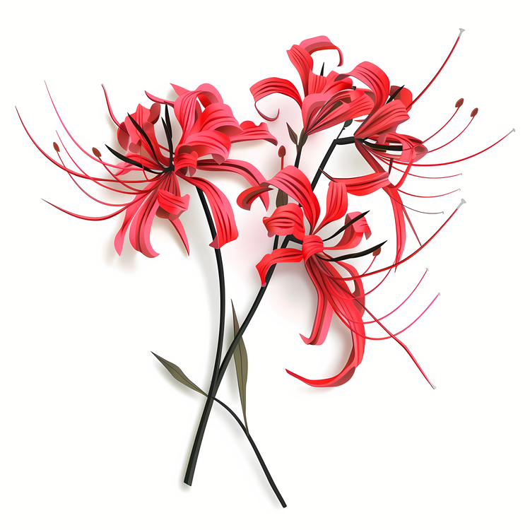 Red Spider Lily,Red Lily,Stem