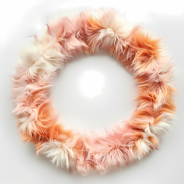 Round Frame,Faux Fur Wreath,Pink And White Wreath