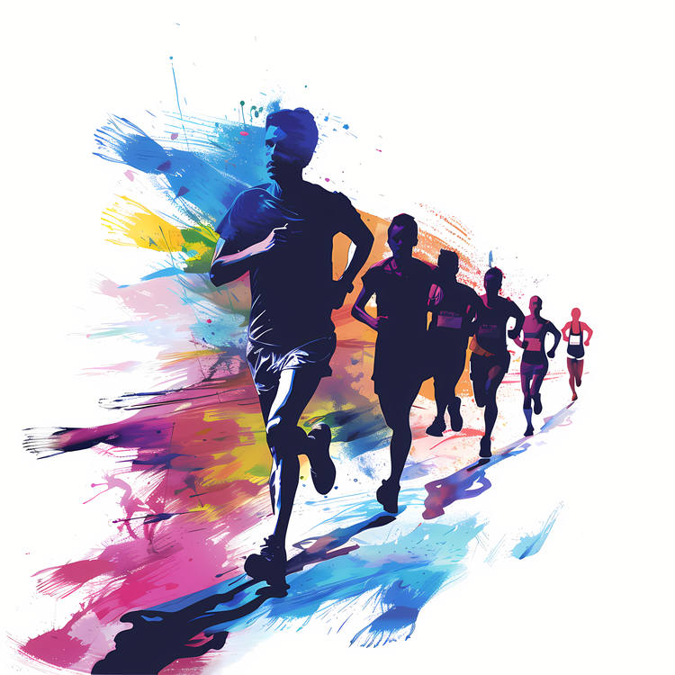 Marathon,Running,Colorful Splash