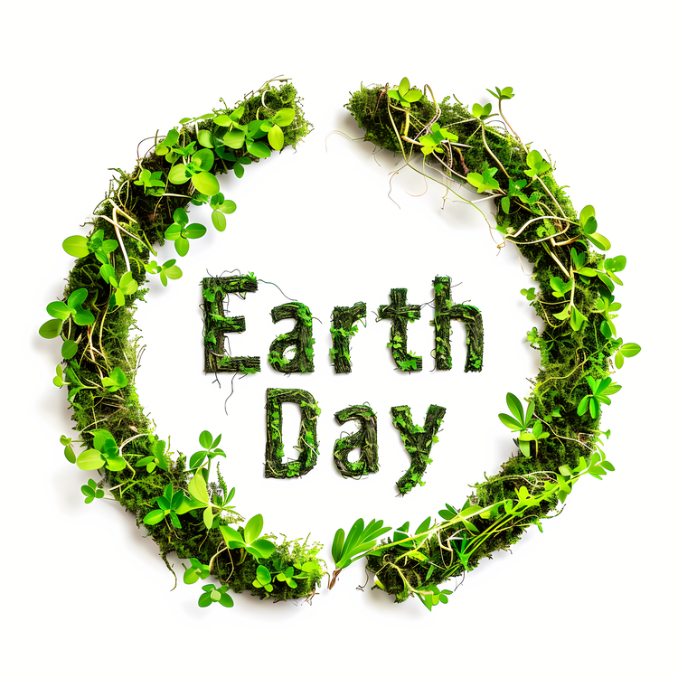 Earth Day,Green Circle,Wreath With Moss