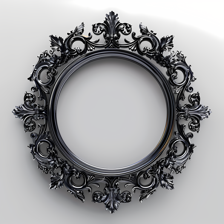Round Frame,Black Frame,Ornate Design