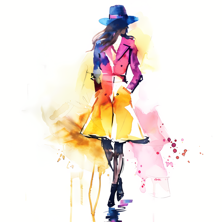 Fashion Retro,Fashion,Watercolor