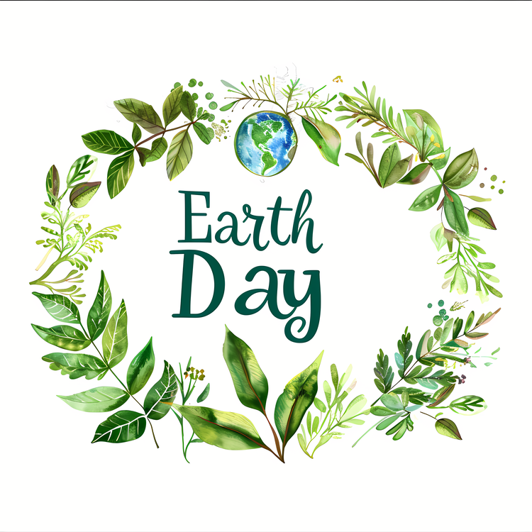Earth Day,Wreath,Watercolor Painting