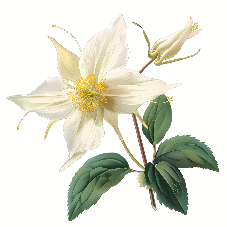 Columbine Flower,Caltha,White Flower