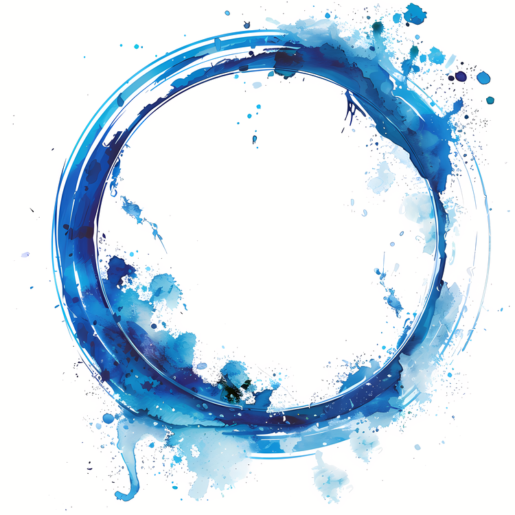 Round Frame,Circle,Blue Paint Splashes