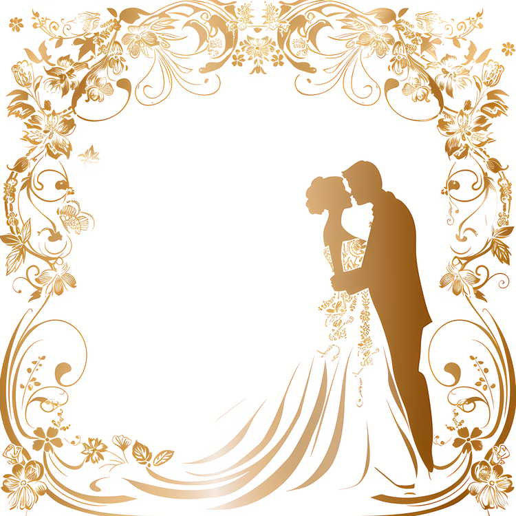 Wedding Frame,Gold Frame,Bridal Couple