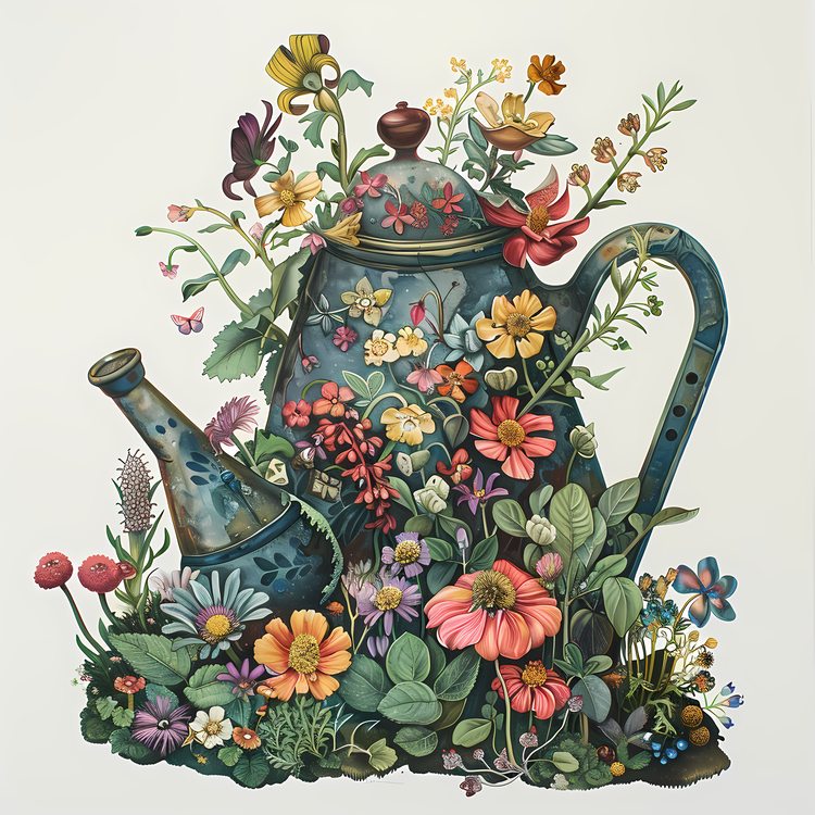Garden Watercan,Tea Kettle,Floral Arrangement