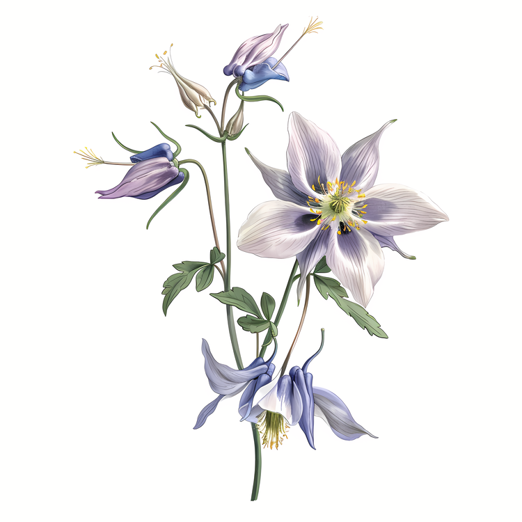 Columbine Flower,Lily,Purple