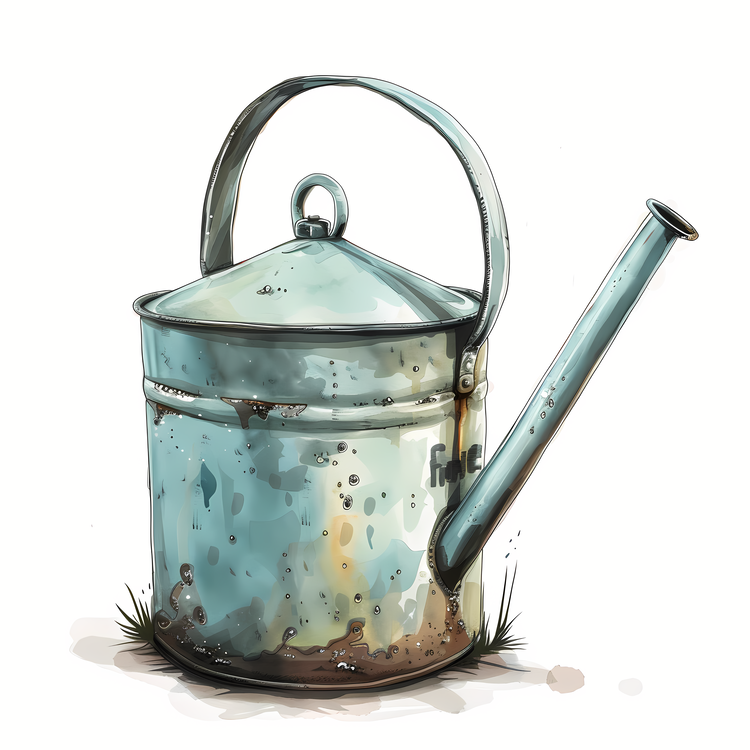 Garden Watercan,Blue Watering Can,Rusted Metal