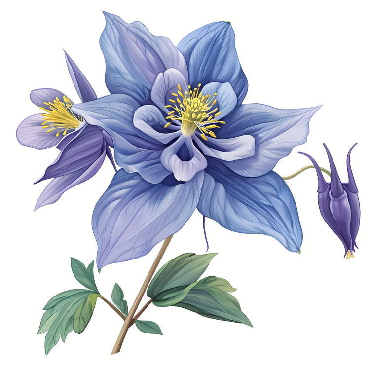 Columbine Flower,Blue,Petals