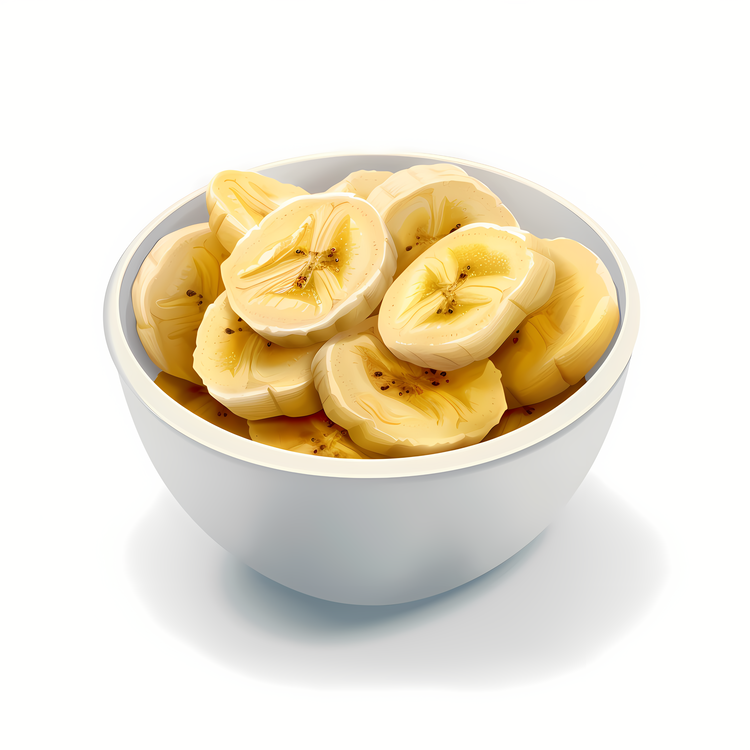 Banana,Banana Slice In White Bowl,Bananas In Bowl