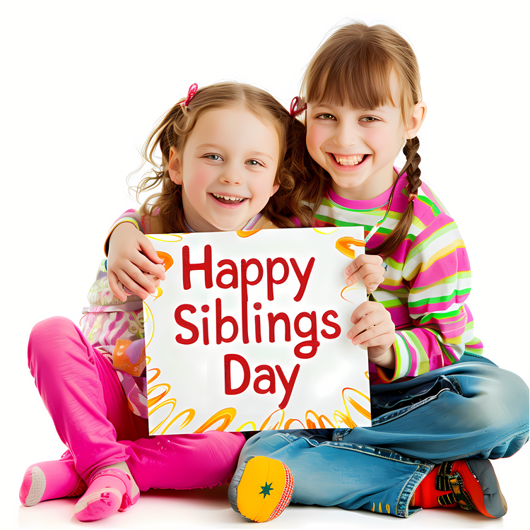Happy Siblings Day,Happy Sibilings Day,Kids Holding Sign