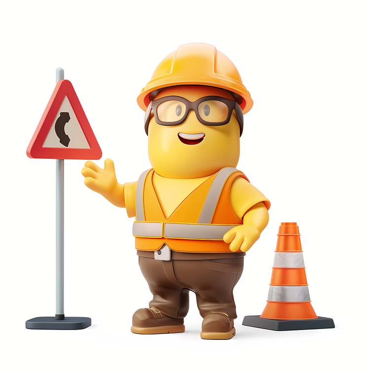 Roadworks,Traffic Sign,Construction Worker