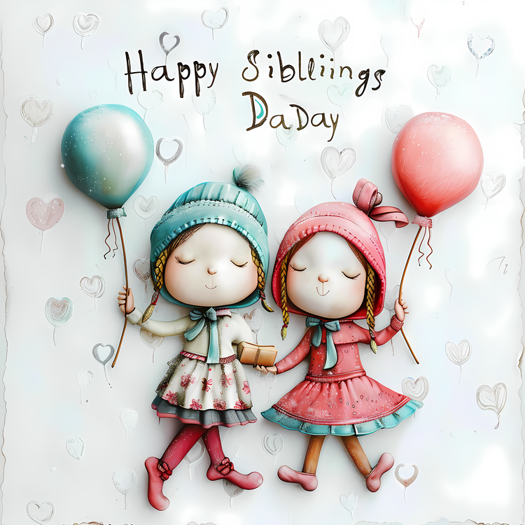Happy Siblings Day,Cute,Cartoon