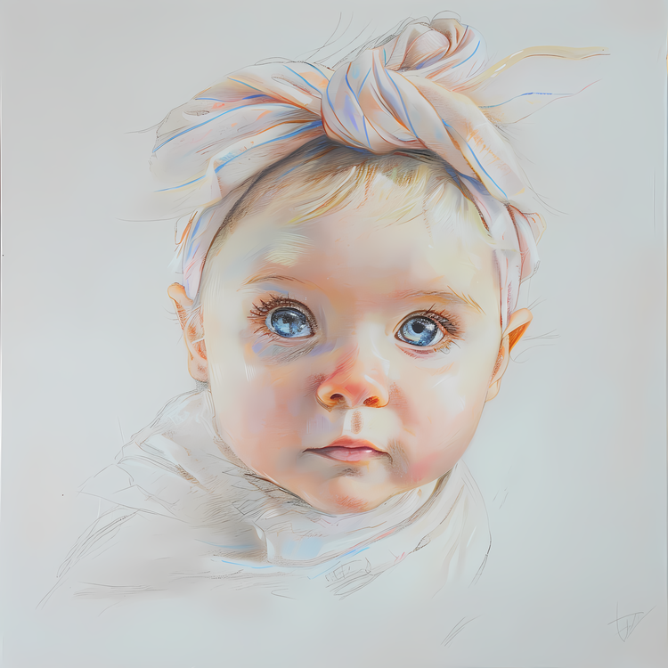 Baby Girl,Portrait,Pencil Drawing