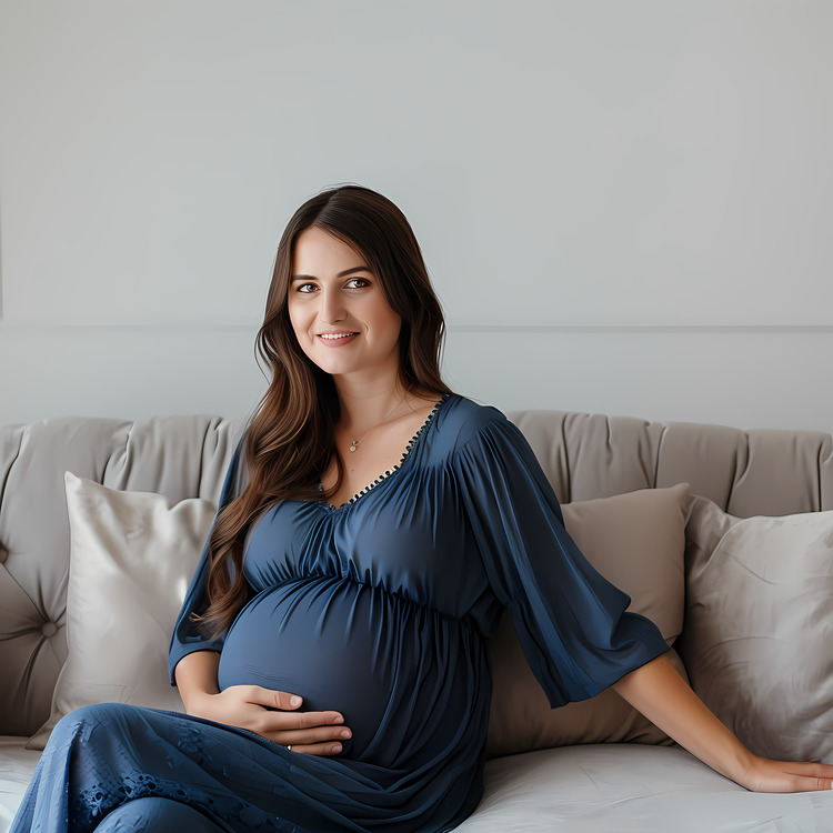 Pregnant Woman,Maternity Dress,Blue Maternity Dress