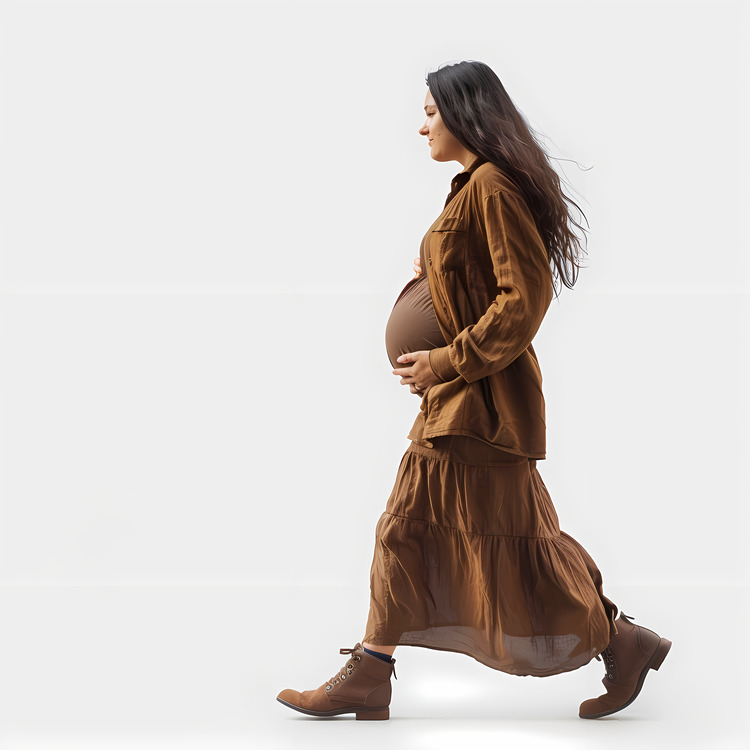 Pregnant Woman,Maternity Dress,Brown Color