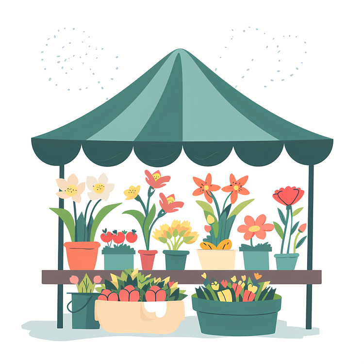 Spring Market,Flower Stall,Potted Flowers